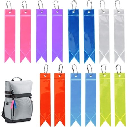 14 stk. refleksvedhæng, refleksnøglering, refleksvedhæng til børn til skoletaske, cykling, gåture, løb, rygsæk (7 farver)