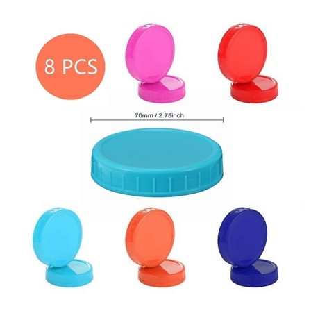 8 kpl värilliset muoviset Mason-purkin kannet säilöntäpurkin kannet 70 mm tavalliset suukannet muoviset säilytyscannet satunnainen väri