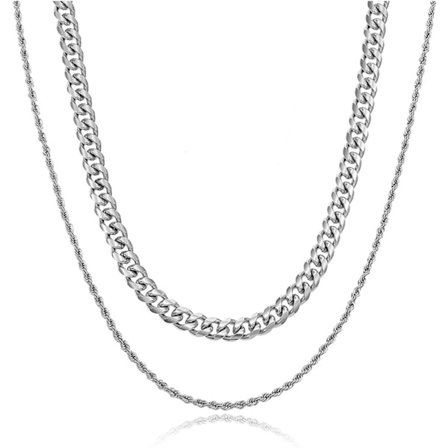 Dobbelt lag halskæde herre halskæde 50CM1 1