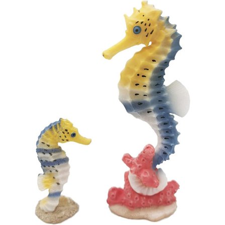 2 stk. Sjøhest Akvarium Dekor, Kunstig Sjøhest Polyresin F