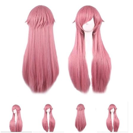 80cm Lang Rett Anime Parykk Mirai Nikki Syntetisk Rosa Hår Parykker Cosplay for The Future Diary Yuno Gasai (FMY)