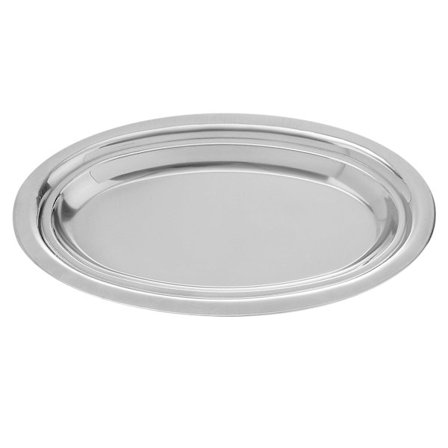 Rostfritt stål oval tallrik ångad fisk tallrik snacks dessert serveringsbricka (26.00X15.80X2.00CM, silver)
