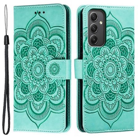 Samsung Galaxy A56 5G Etui - PU Læder Mandala Præget Wallet Etui Multicolor Grøn