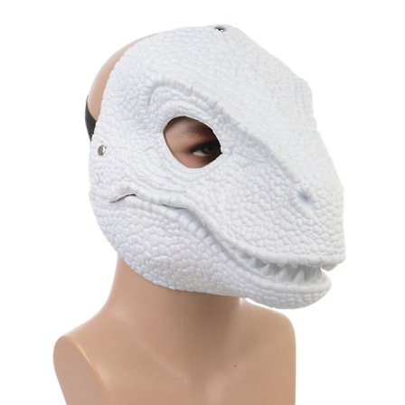 Iøjnefaldende dinosaurmaske, Dino-maske med bevægelig kæbe, Latex-hovedbeklædning med åbning og bevægelig kæbe, Cosplay-festfødselsdag Halloween Jul