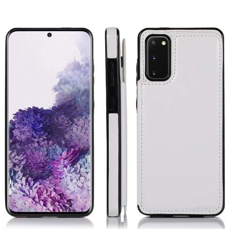 Glat cover med kortholder - Samsung Galaxy S20 Plus Vit