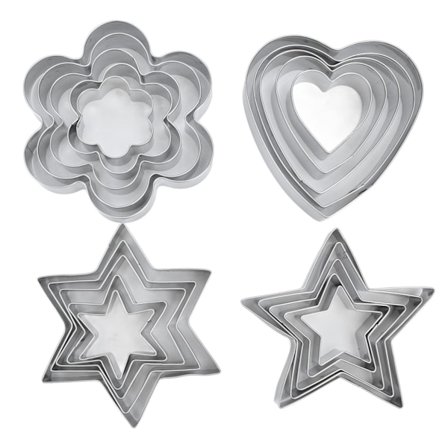 Fondantform i Rustfrit Stål - 20 stk. til Sukkerkonfekt, Tærte, Cookies, Kiks - Bagetilbehør