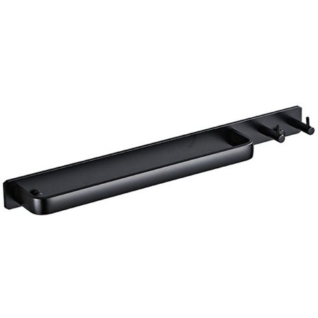 Håndklædeholder - Vægmonteret håndklædeholder til badeværelse - Sort - 40*3,5*5,5 cm