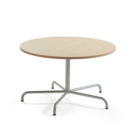 Tisch PLURAL, Ø1200x720 mm, Linoleum-Platte, beige, silber