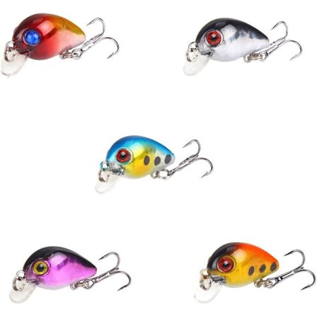 5 kpl 3 cm:n kalastusviehesetti, matalan sukelluksen taimen-ahvenvieheet, yksihaaraiset spinner-vieheet, kalastuksen ystäville, kalastustarvikesarjat