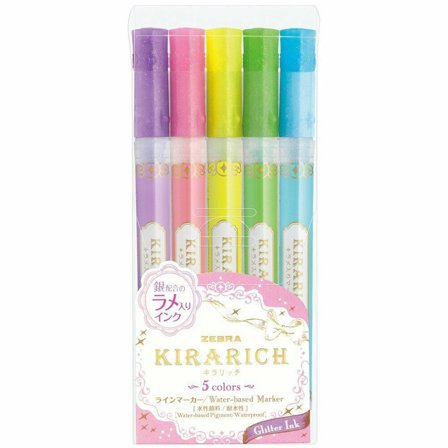 Zebra Kirarich Glitzer Textmarker 5er-Set