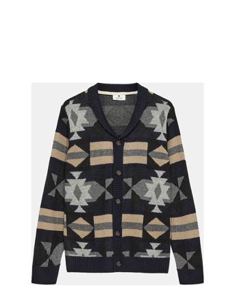 Akskjold Jacquard Cardigan Anerkjendt Navy