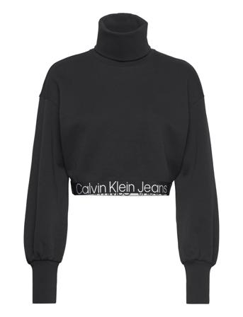 Contrast Tape Loose Roll Neck Sweatshirt Trøje Sort Calvin Klein Jeans