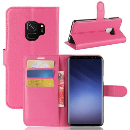 Samsung Galaxy S9 - Litchi Plånboksfodral - Rosa Pink Rosa