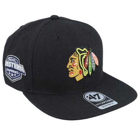 47 Brand - Chicago Blackhawks Sure Shot Black Snapback Snapback Black Cap - NHL @ Hatstore