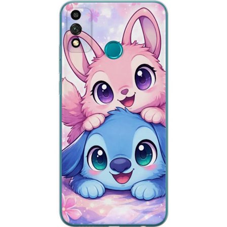 Kompatibel Mobilcover til Honor Honor 9X Lite Sød kawaii illustration med pink og blå fantasidyr, store øjne og bløde farver perfekt til børnevæ