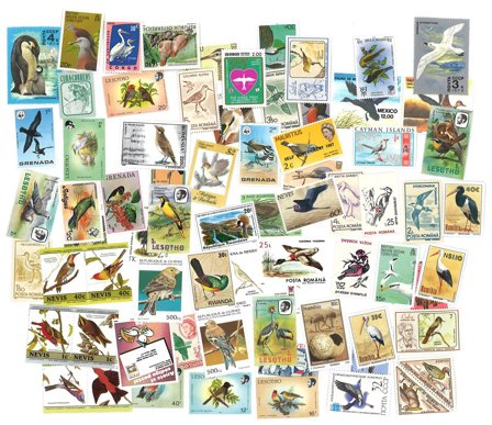 Fugle - 75 forskellige frimærker - Postfrisk