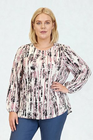 CISO - Langærmet Bluse - Rosa Mix - Mønstret
