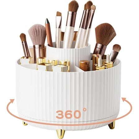 360° Roterende Pennholder, Skrivebordsorganisatorer med 5 Rom Penneorganisator, Oppbevaringsboks for Kunstutstyr til Hjemmekontor Skrivebord Ryddig 