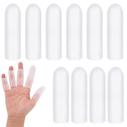 Förpackning med 10 silikonfingerskydd, fingerskydd, hand- och fingerskydd, silikonfingerborgar, för fingerskydd och stöd.