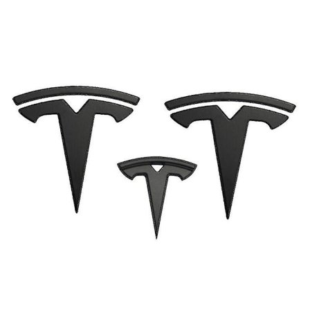 3x Matte Svart T-Logo Hettehjulmerke Tesla Model Y