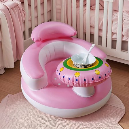 Babysits/Barnstol med Ryggstöd – 3–36 Mån – Uppblåsbar med Inbyggd Pump_OF