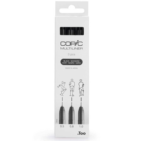 Multiliner Classic Set of 3 Black Broad
