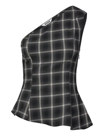 Weekday Asymmetric One-Shoulder Fitted Top - Black - 34