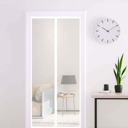 Myggnätsdörr, 90 x 210 CM Magnetisk Flugnätsdörr (Vit)