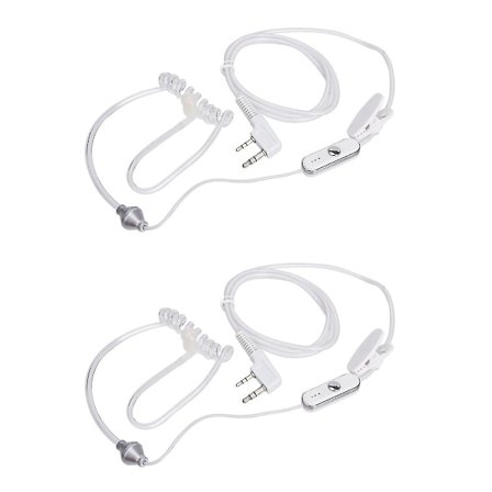 2 stk 2-pin dobbelt ørepropp øretelefon mikrofon Ptt for Etc Radio Walkie Talkie headset ørepropp