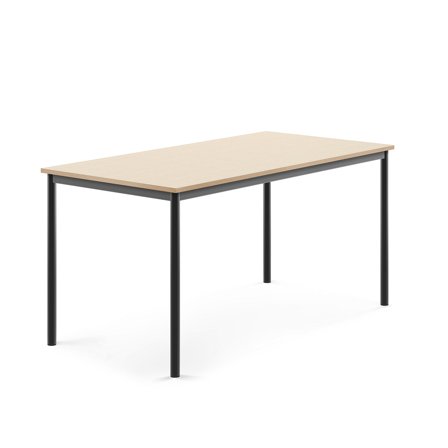 Tisch SONITUS, 1600x800x760 mm, Hochdrucklaminat Birke, anthrazit