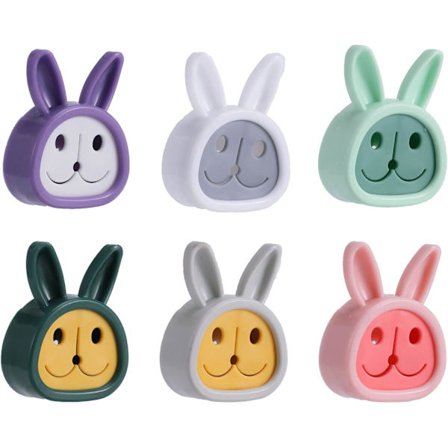 Selvklebende kroker, 6 søte kaninformede håndklekroker, sugekopp til