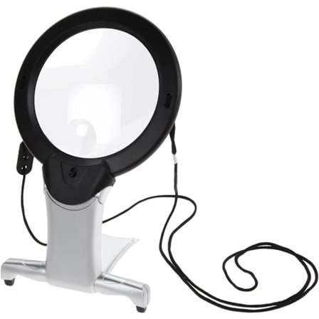 Rund hals-forstørrelsesglass med broderi: Opplyst leselupe X2 og