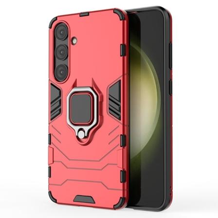 SKALO Samsung S24+ Armor Hybridi metallirengas kuori - Punainen Red