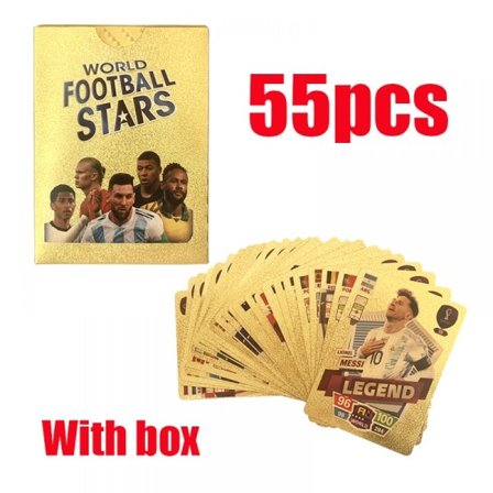 55 stk. 2022/23 World Cup Soccer Star Card, UEFA Champions League, Soccer Trading Card, Gold Fil Cards, Ingen gentagelse - Perfekt