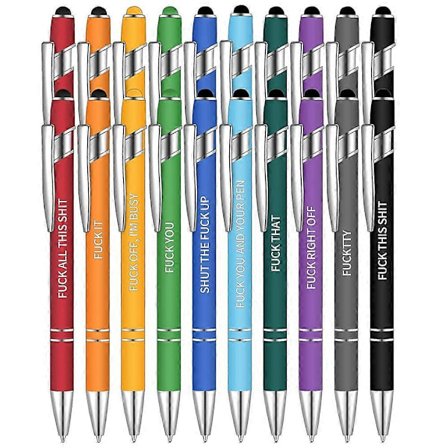20 stk. Sjove Kontor Kuglepenne med Motiverende og Uhøflige Citater, Livlige og Negative Passive