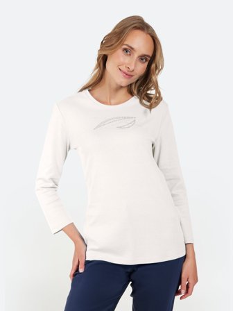 SIGNATURE - 3/4 Ærmet T-shirt - Råhvid - Similisten