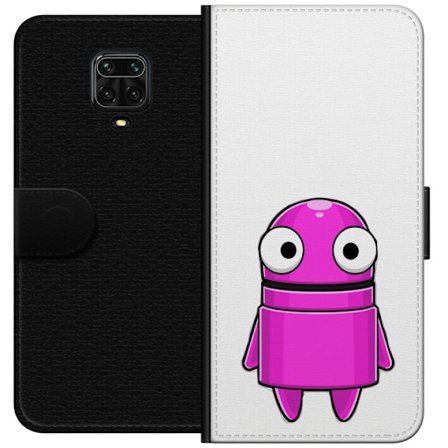 Kompatibel Tegnebogsetui til Xiaomi Xiaomi Redmi Note 9 Pro Rosa tegneseriefigur med en rund form og store øjne på en mørk baggrund