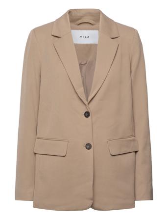 Vivar Loose Blazer-Noos Blazers Single Breasted Blazers Beige Vila*Betinget Tilbud