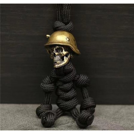 1 stk. Skelet nøglering Skeletter soldat Paracord nøglering Kreativ skelet soldat nøglering bagagemærke sort