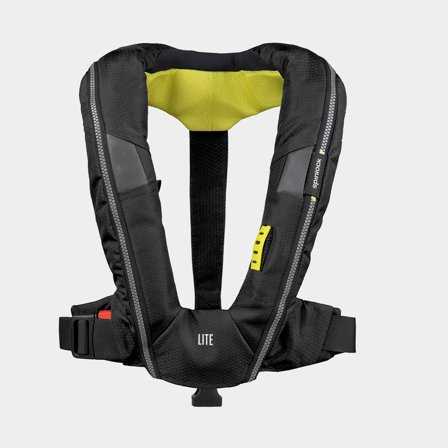 Uppblåsbar flytväst Spinlock Deckvest LITE 170N Black, automatisk + kolsyrepatron 33 gram, One-Size (50+ kg)
