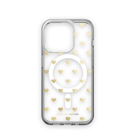 Clear Case MagSafe iPhone 15 Pro Golden Hearts
