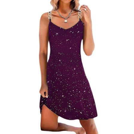 Dame Glitrende Sexy Dyp V-hals Paljettperlet Halter Sheath Mini Nattklubb Festkjole