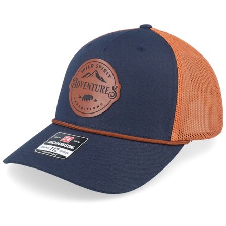 Wild Spirit - Blå trucker Caps - Adventures Expeditions Navy/Orange Rope A-Frame Trucker @ Hatstore