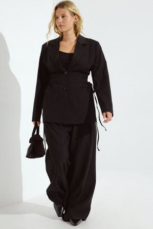 NA-KD Weite Anzughose mit hoher Taille - Hosen mit hoher Taille - Schwarz - EU 40