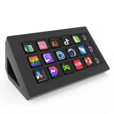 Til StreamDeck Visuelt Tastatur LCD Knap 15 Taster Live Indholdsskabelse Controller Brugerdefineret Knap til Windows/IOS (Sort)