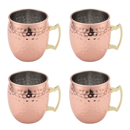 4X oz Hammad Kopparpläterad Moskva Mule Mugg Ölkopp Kaffeekopp Kopparpläterad Cocktailglas