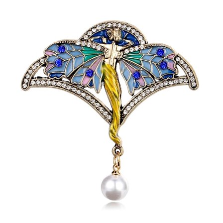 Vintage glas älva bröstblomma, kostymnål, Alla hjärtans dag-present