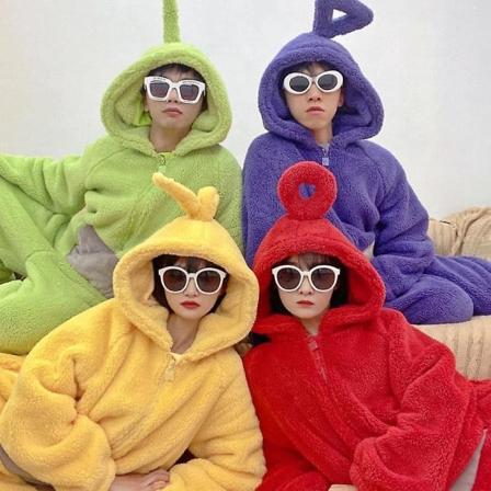 Teletubbies Onesie Pyjamas Vuxen Tjock Korallfleece Gul XL Yellow XL