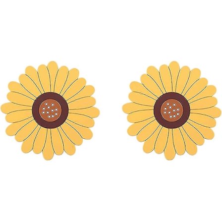 Solsikke Drikkebrikker 2-pakning, Silikon (4", Gul)