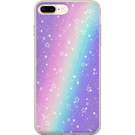 Kompatibel Mobilcover til Apple iPhone 7 Plus Rainbow-farvet pastelbaggrund med hvide stjerner og glitrende prikker i blød overgang